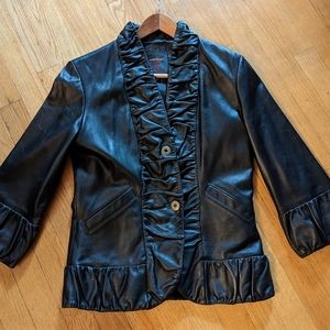 Delicious, soft, Black, 3/4 sleeve XCVI leather blazer. SzM